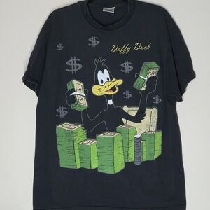 Daffy Duck T-Shirt Single Stitch Looney Tunes Cartoon Promo XL Double Sided
